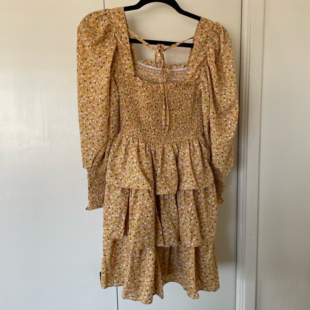 Byinns NWT Smocked Ruffle Mini Dress - Puff Sleeve Ruched Bodice